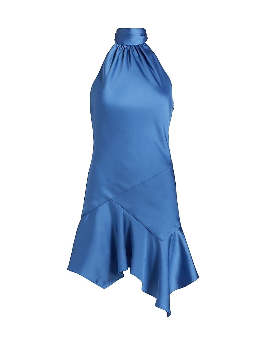 Women's Nari Satin Halter Minidress - Cornflower - Size 16