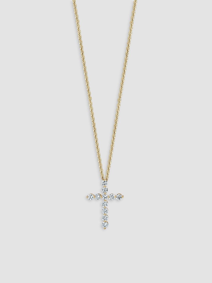 Women's 18K Yellow Gold & 0.33 TCW Diamond Cross Pendant Necklace - Yellow Gold