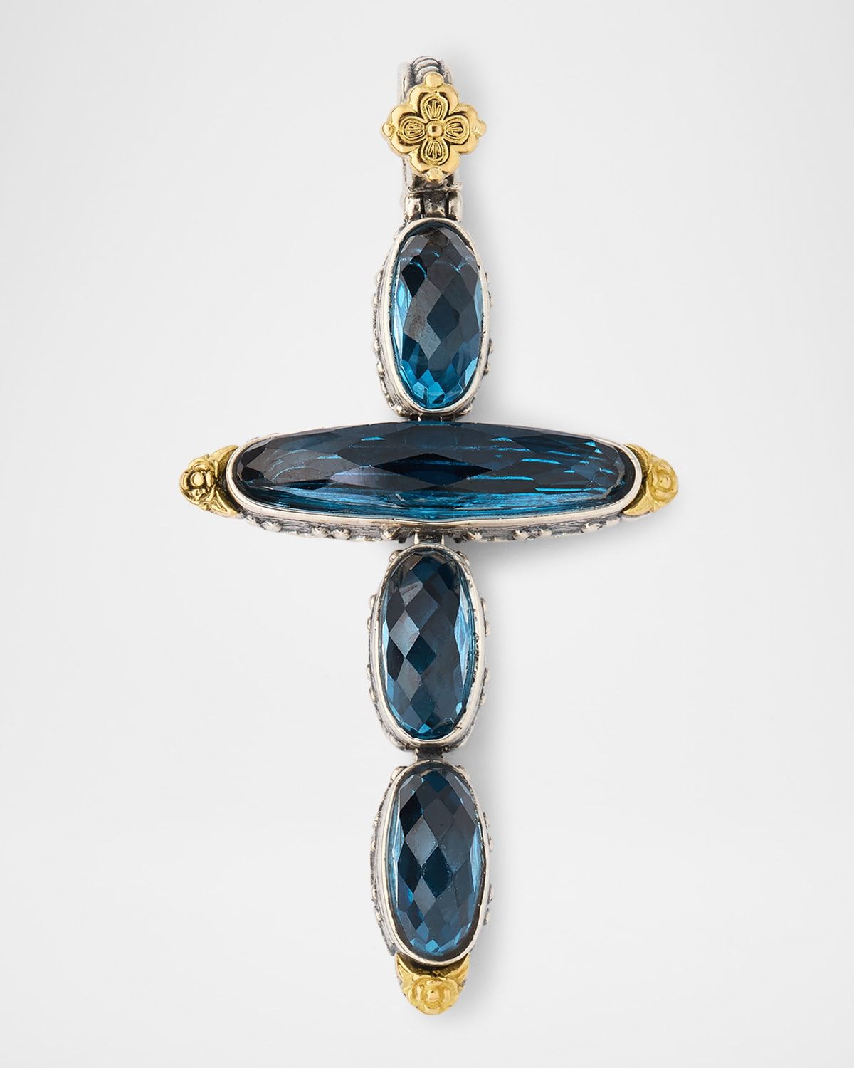 Kyma Two-Tone Blue Spinel Cross Pendant
