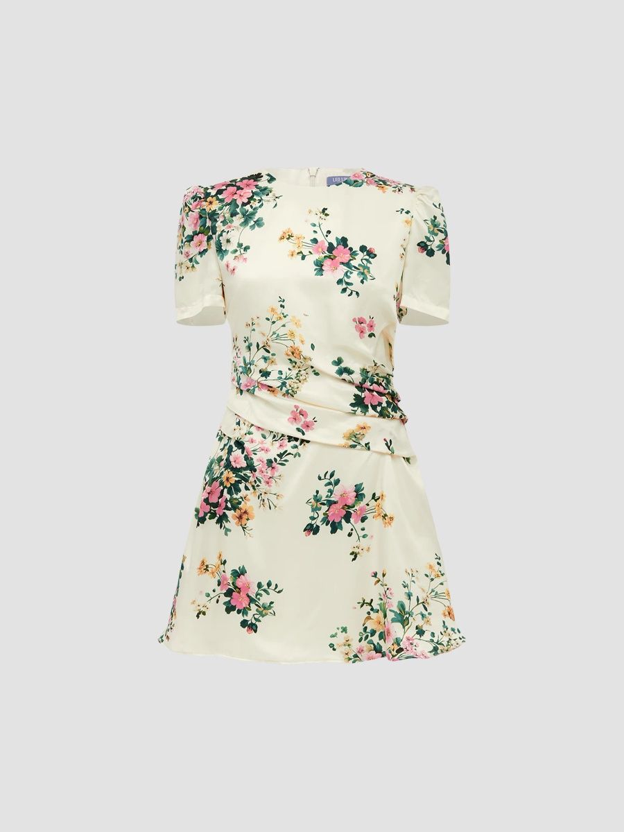 Women's Sojourn Elyse Posy Floral Silk-Blend Mini Dress - Posy In Snow - Size 14