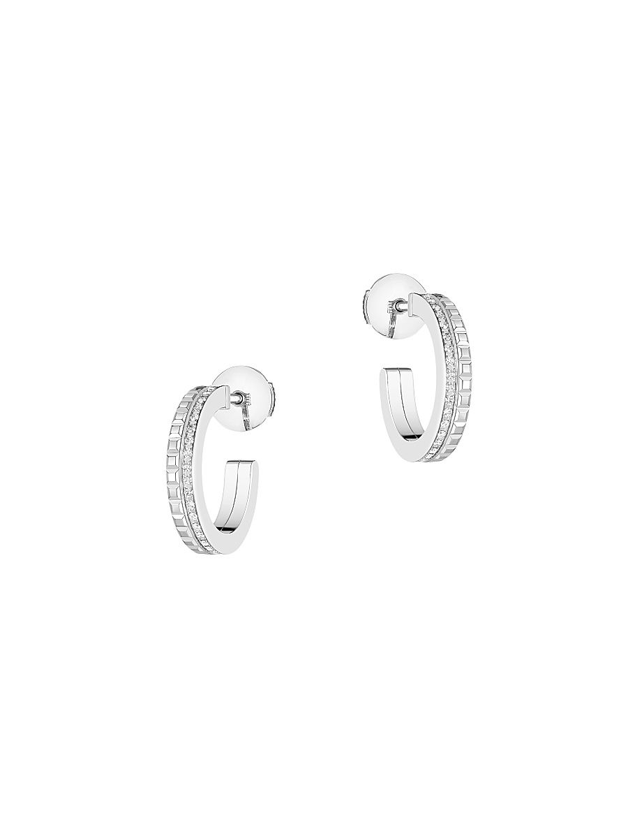 Women's Quatre Radiant Edition 18K White Gold & 0.24 TCW Diamond Hoop Earrings - White Gold