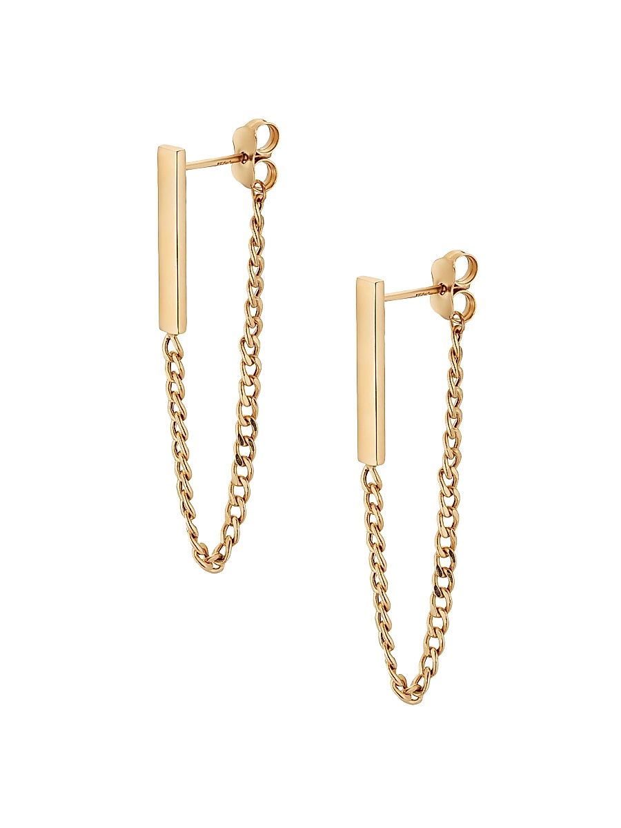 Women's 14K Yellow Gold Carmine Curb Bar Drop Earrings - Yellow Gold