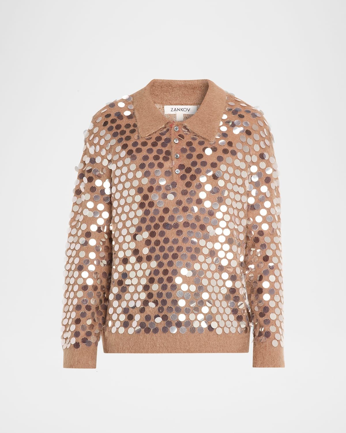 Men & apos;s Sequined Mohair-Blend Polo Sweater