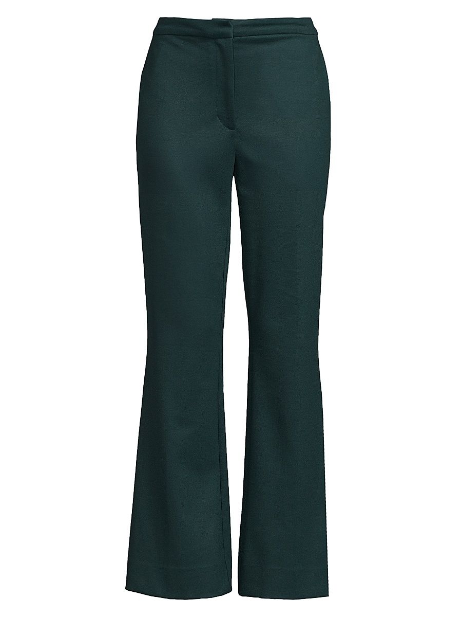 Women's Double Jersey Flared Trousers - Bottle Green - Size 16