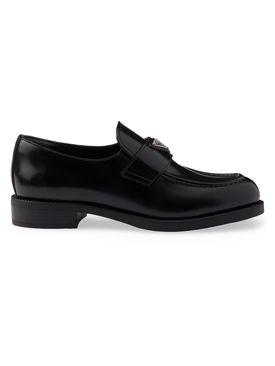 Women's Brushed Leather Loafers - Black - Size 7
