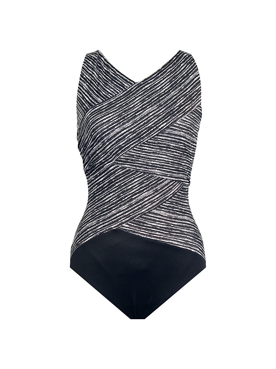 Women's Selenite Brio One-Piece Swimsuit - Black White - Size 18