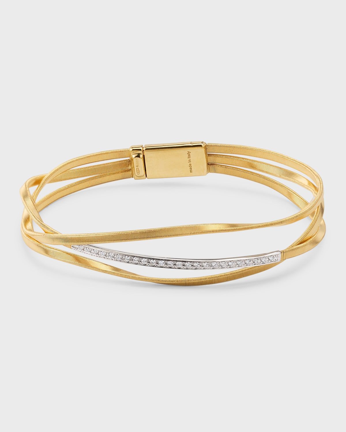 Marrakech 18K Yellow Gold 3-Strand Coil Bangle with Diamonds