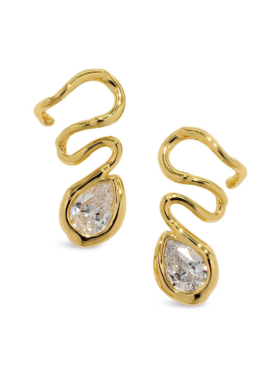 Women's Asterales Floating Vine 14K-Gold-Plated & Cubic Zirconia Drop Earrings - Gold
