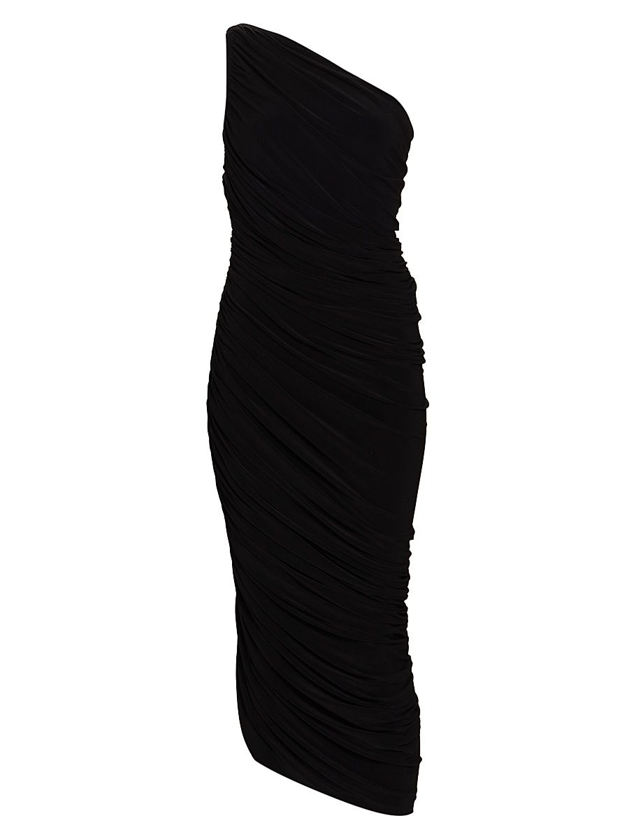 Women's Diana Ruched One-Shoulder Gown - Black - Size Large