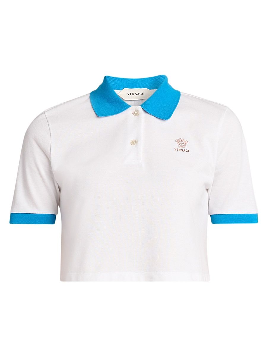 Women's Medusa Pique Crop Polo Top - Multi Color - Size 12