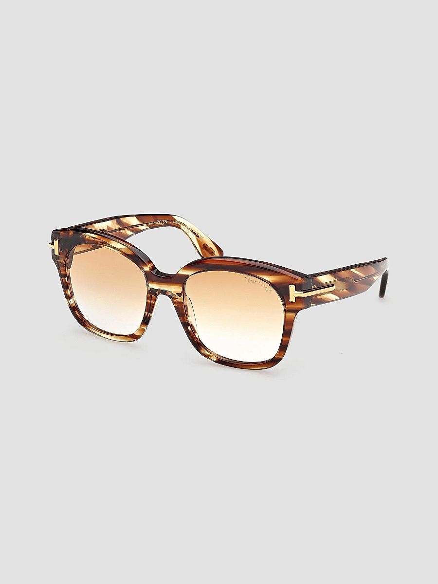 TOM FORD Women's Icon 55MM Square Sunglasses - Striped Brown Yellow