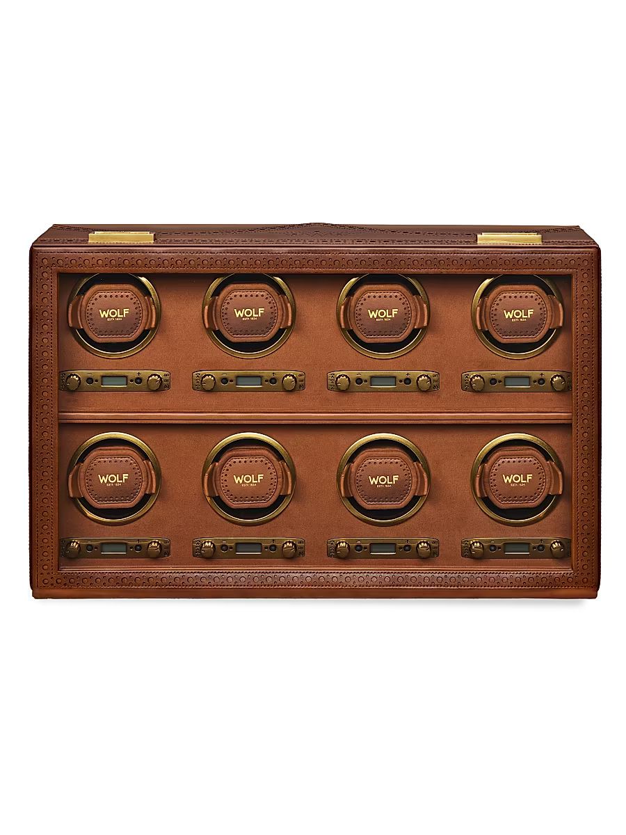 Brogue 8-Piece Watch Winder - Burnished Brown
