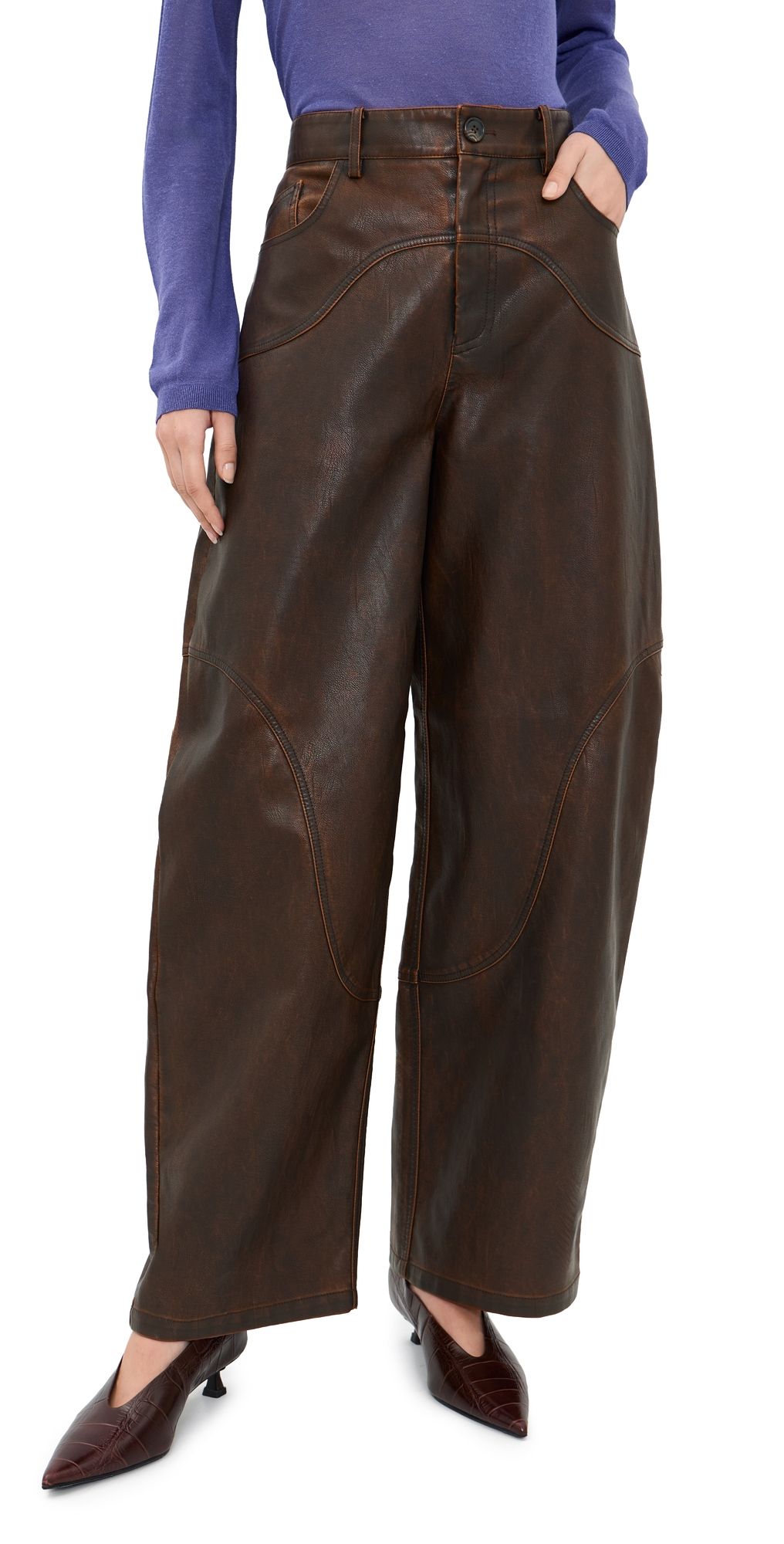 BAUM UND PFERDGARTEN Napolen Faux Leather Pants MOLÉ BROWN 44