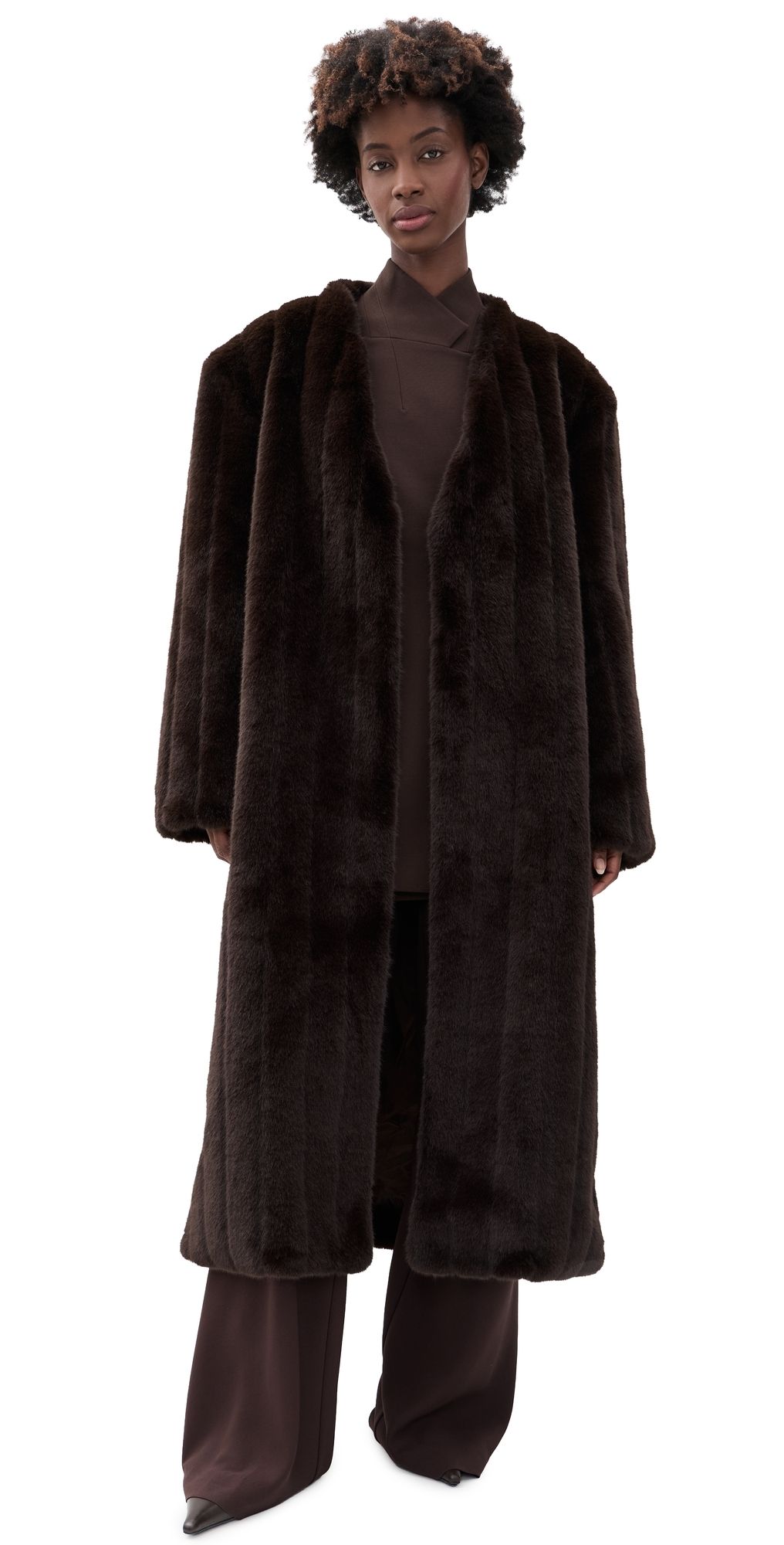 Source Unknown Dhanila Faux Fur Coat Brown XS/S