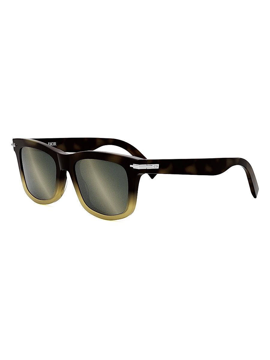 Men's DiorBlackSuit S11I 53MM Geometric Sunglasses - Havana Gradient Smoke Mirror