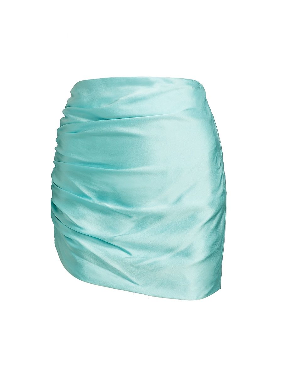 Women's Silk Gathered Miniskirt - Baby Blue - Size 10