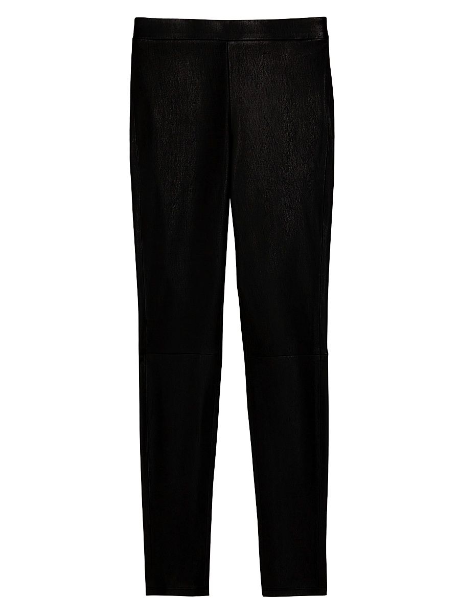 Women's Pull-On Leather Leggings - Black - Size 10