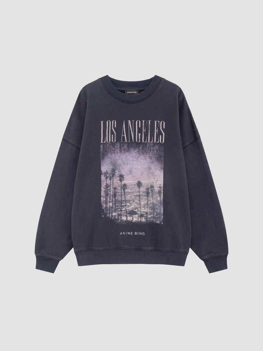ANINE BING Women's Miles Los Angeles Crewneck Sweatshirt - Black - Size XS