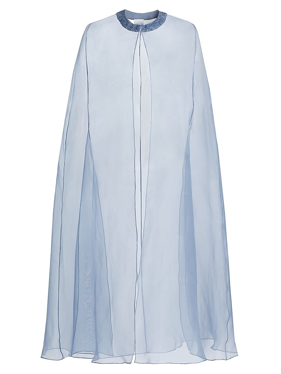 Women's Embellished-Trim Silk Cape - Blue