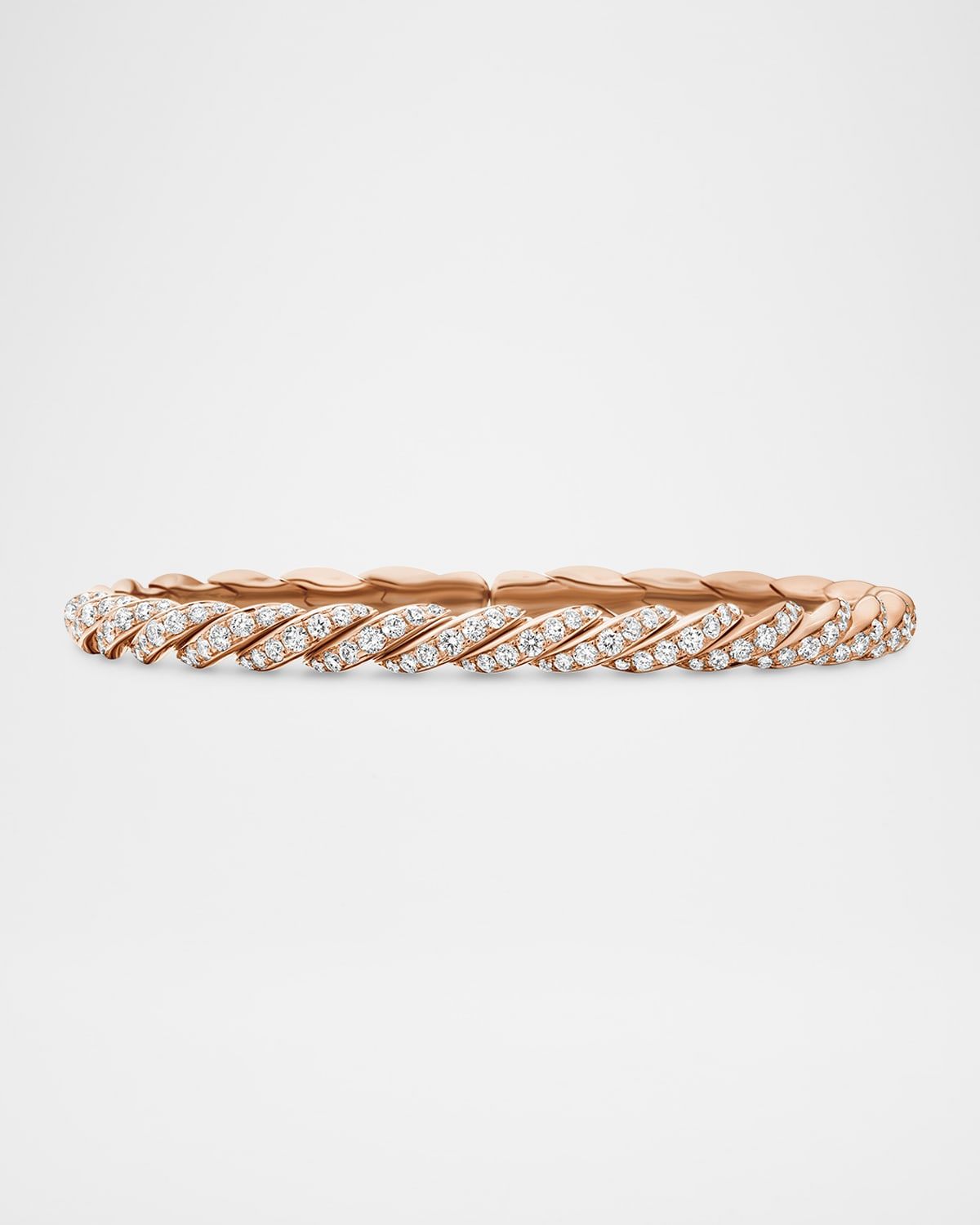Sculpted Cable Flex Bracelet with Diamonds in 18K Rose Gold, 5mm