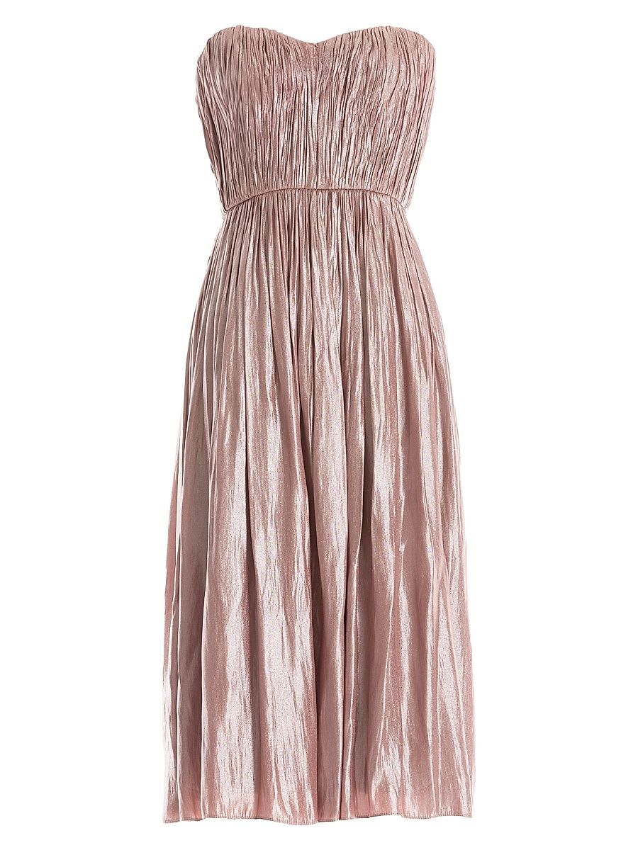 Women's Tovah Satin Strapless Fit & Flare Midi-Dress - Rose - Size XXL