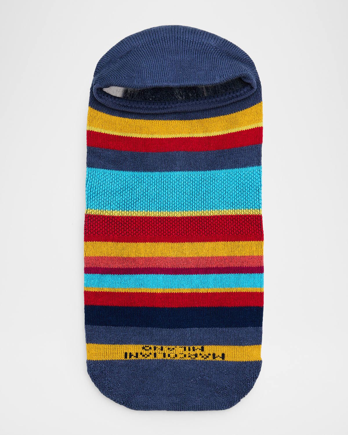 Men & apos;s Invisible Multicolor Stripe Cotton No-Show Sneaker Socks