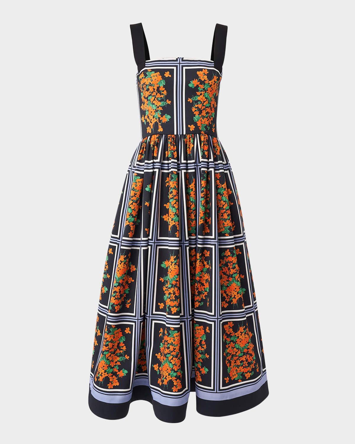 Square-Neck Sleeveless Fit-&-Flare Midi Dress