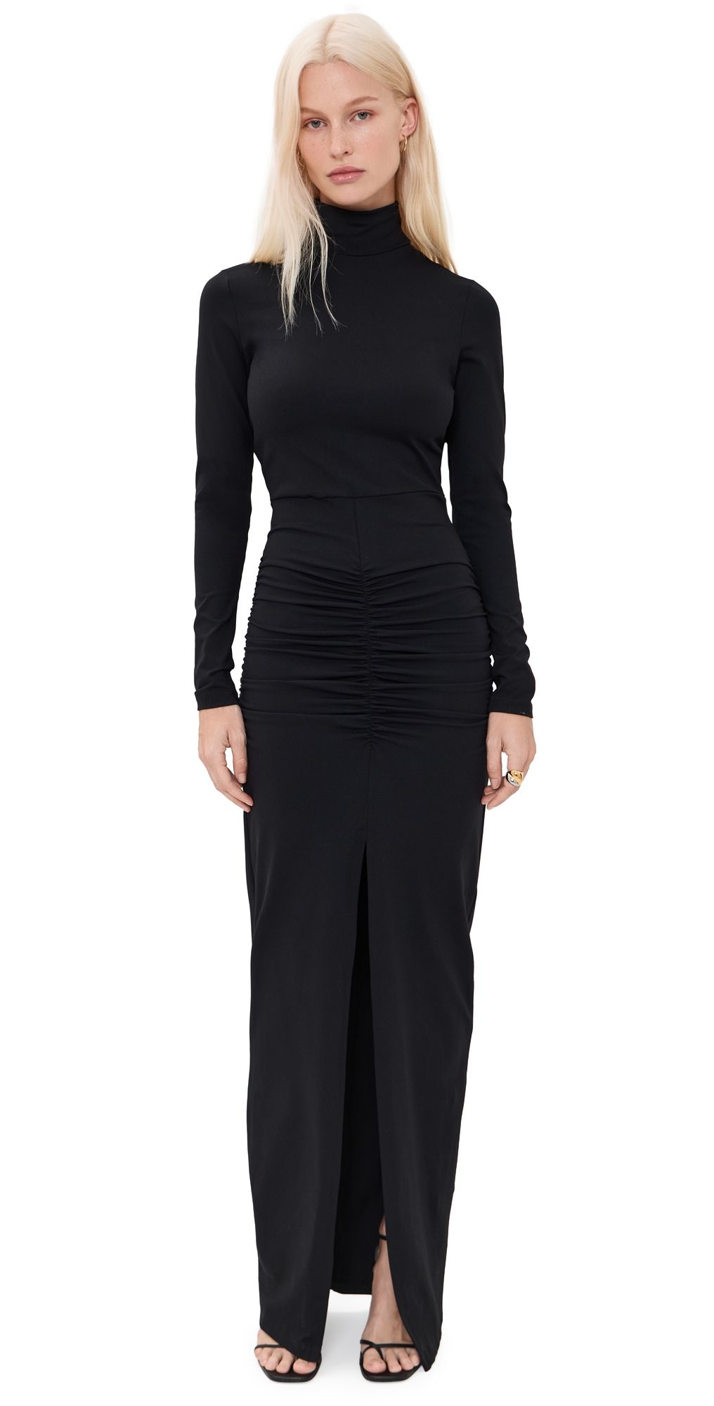 Susana Monaco Mock Neck Slit Front Dress Black XL