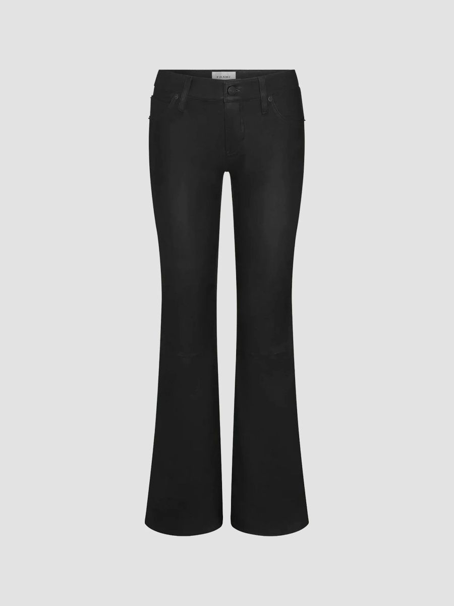 FRAME Women's The Leather Low-Rise Rodeo Pants - Black - Size 32