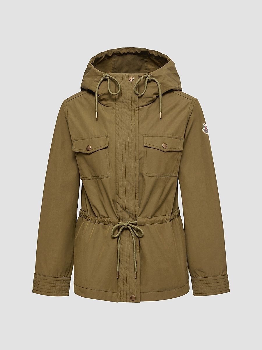 Women's Serin Parka Jacket in Cotton Blend - Olive Green - Size XL