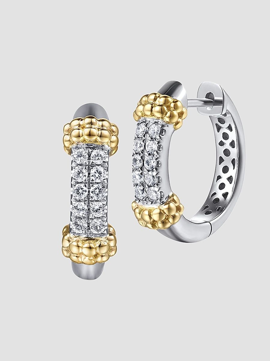 Gabriel & Co Women's Bujukan Sterling Silver, 14K Yellow Gold & White Sapphire Huggie Earrings - Sterling Silver