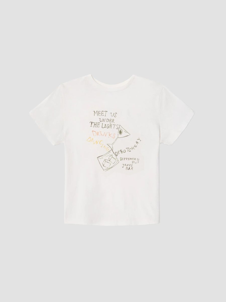 Re/done Women's Janes Bar Classic T-Shirt - Vintage White - Size Large