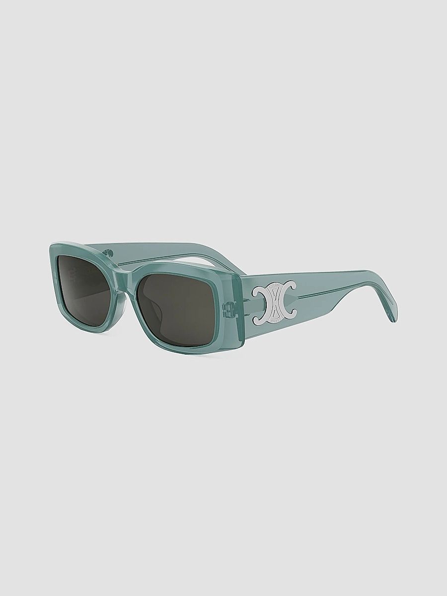 CELINE Women's Triomphe 53MM Rectangular Sunglasses - Transparent Teal Grey
