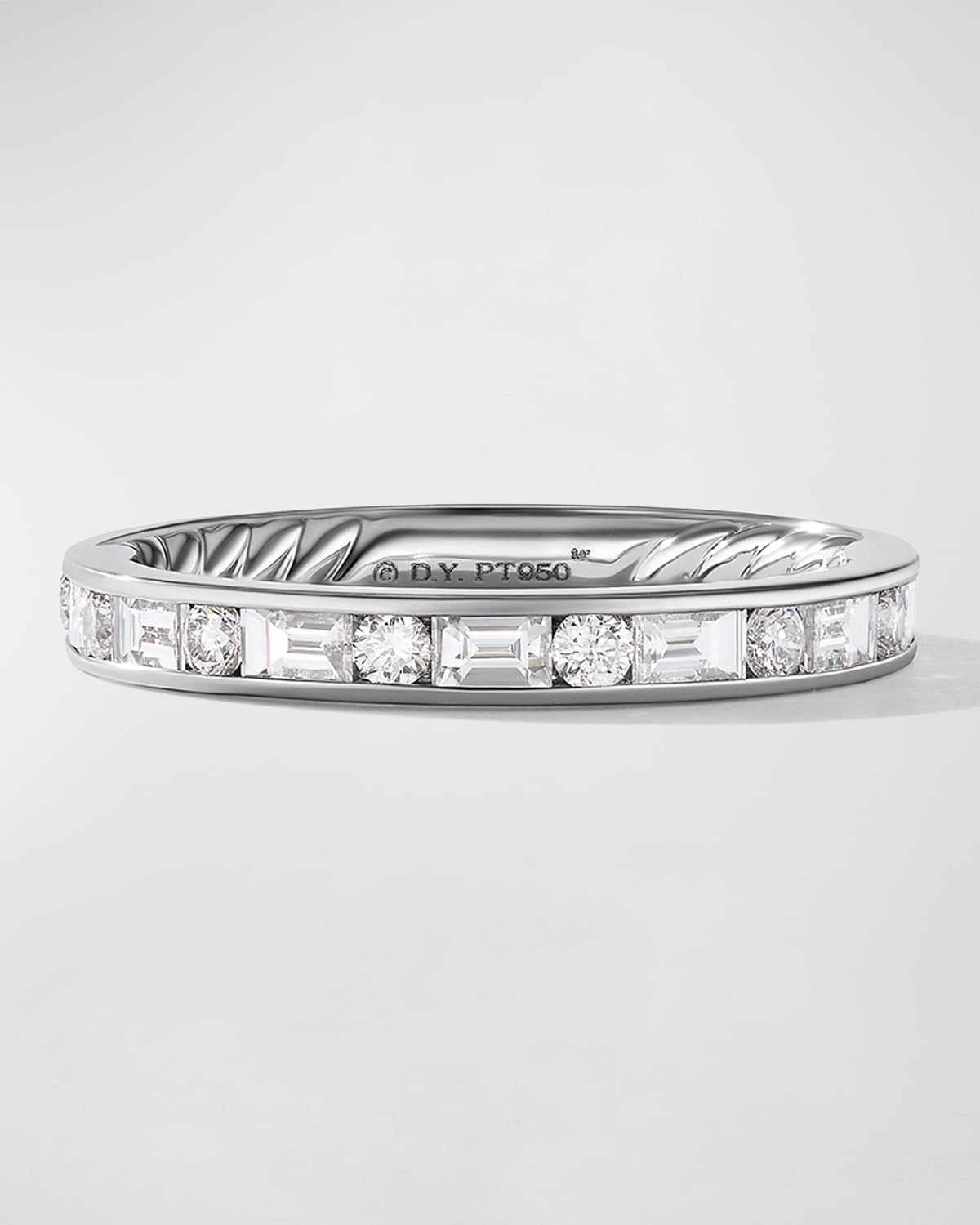 Eden Alternating Baguette Diamond Wedding Band Ring in Platinum