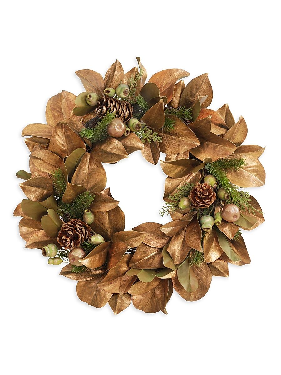 Holiday Newness Faux Magnolia Leaf Mix Wreath