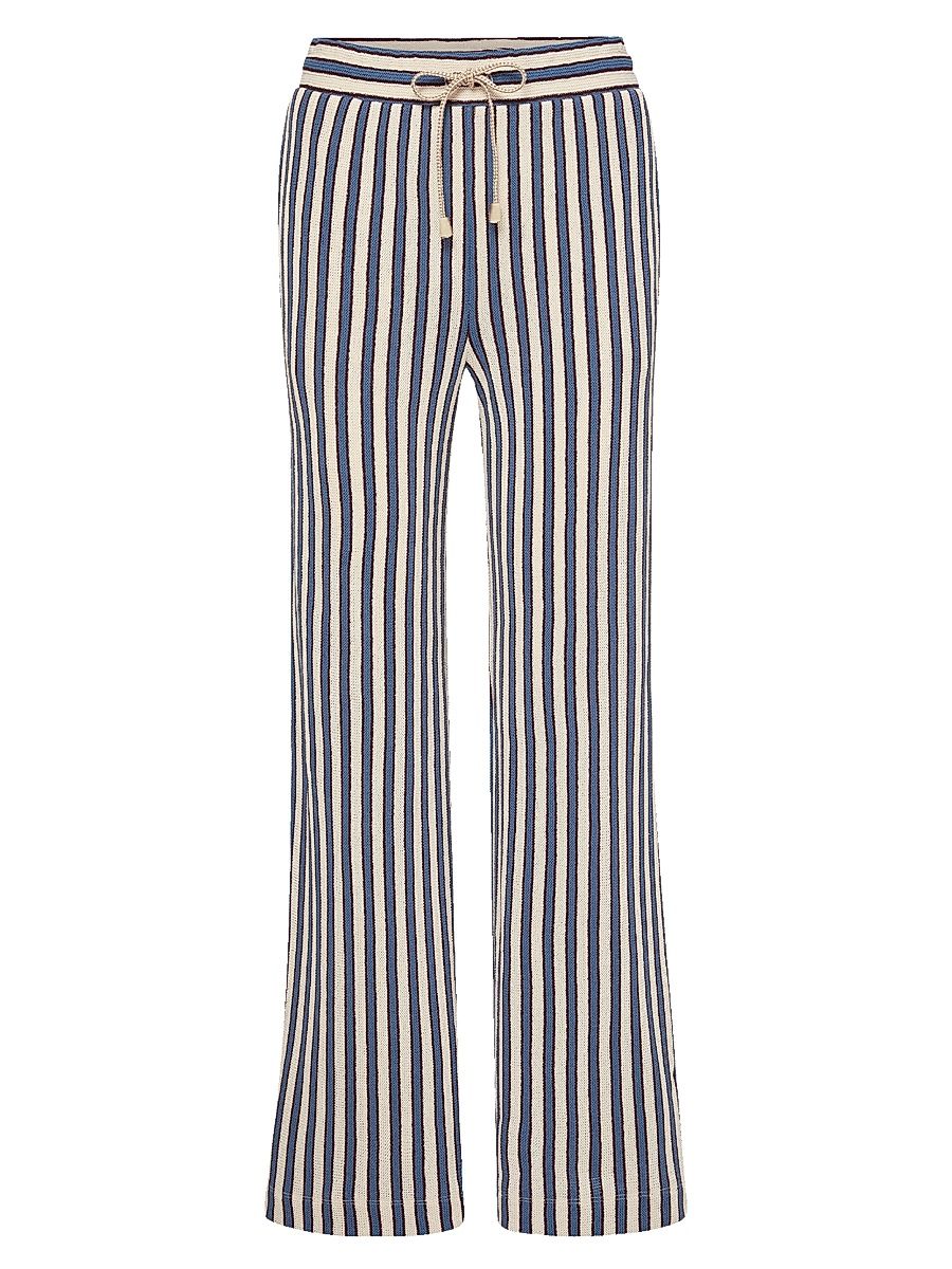 Women's Zosia Striped Cotton-Blend Pants - Ecru Bluefin Multi - Size XL