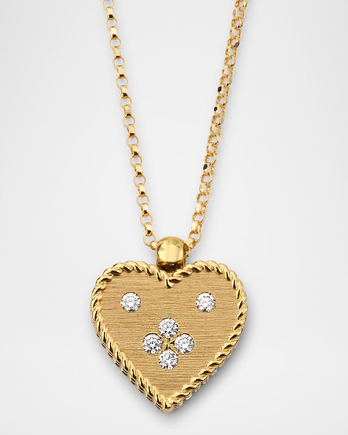 18K Gold Petit Venetian Princess Heart Diamond Pendant Necklace