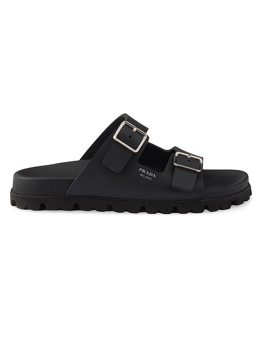 Women's Rubber Strap Slides - Black - Size 11