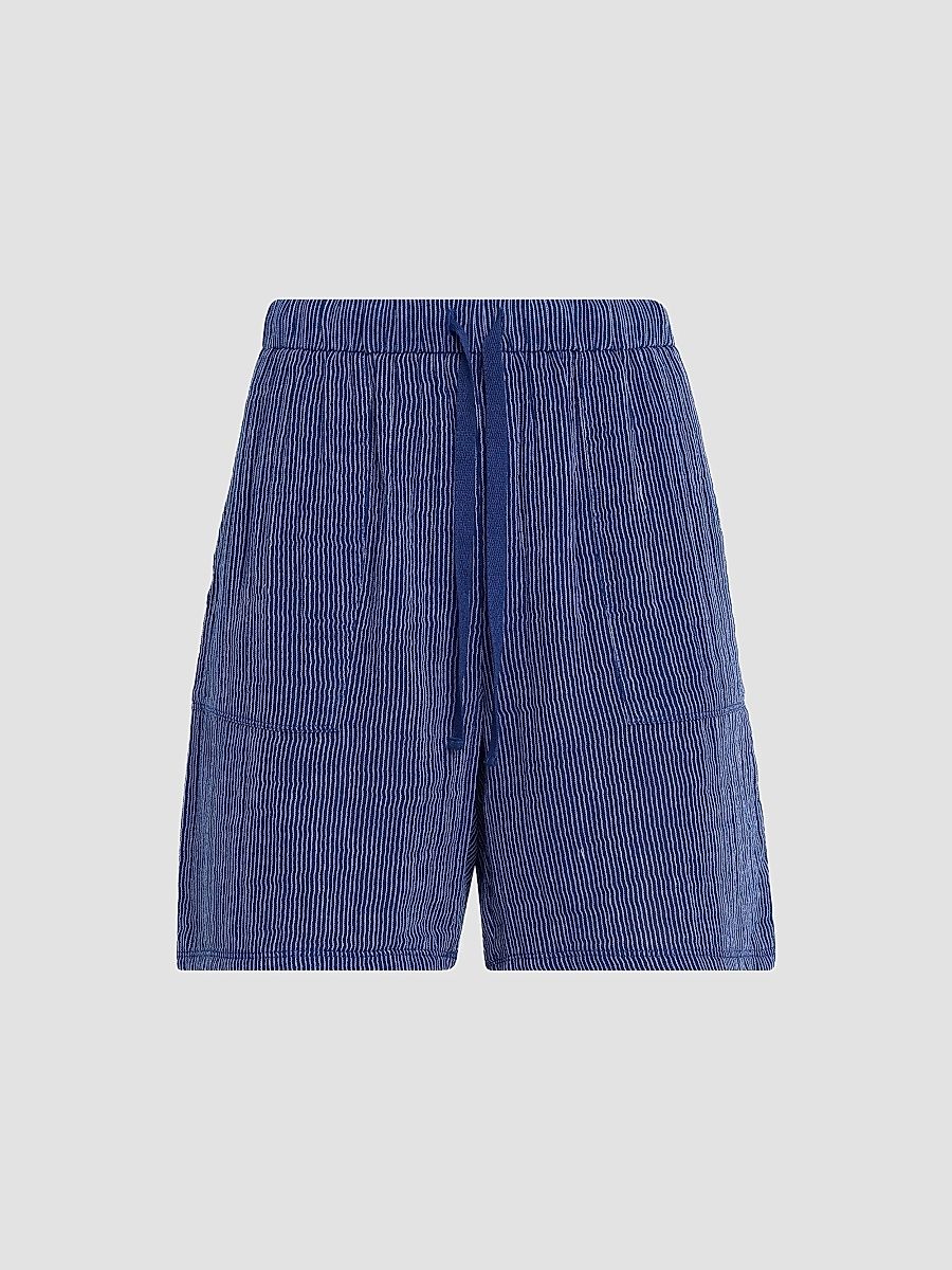 Women's Striped Cotton Gauze Walking Shorts - Blue Stripe - Size XXS