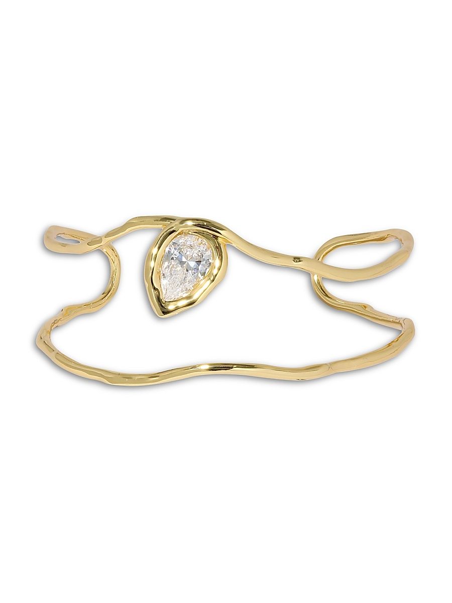 Women's Asterales 14K-Gold-Plated & Cubic Zirconia Cuff Bracelet - White Gold
