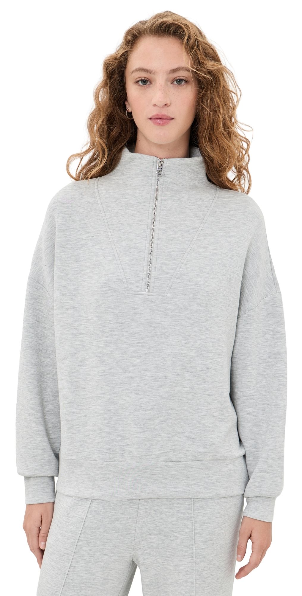 Varley Hawley Half Zip Sweatshirt Light Grey Marl M