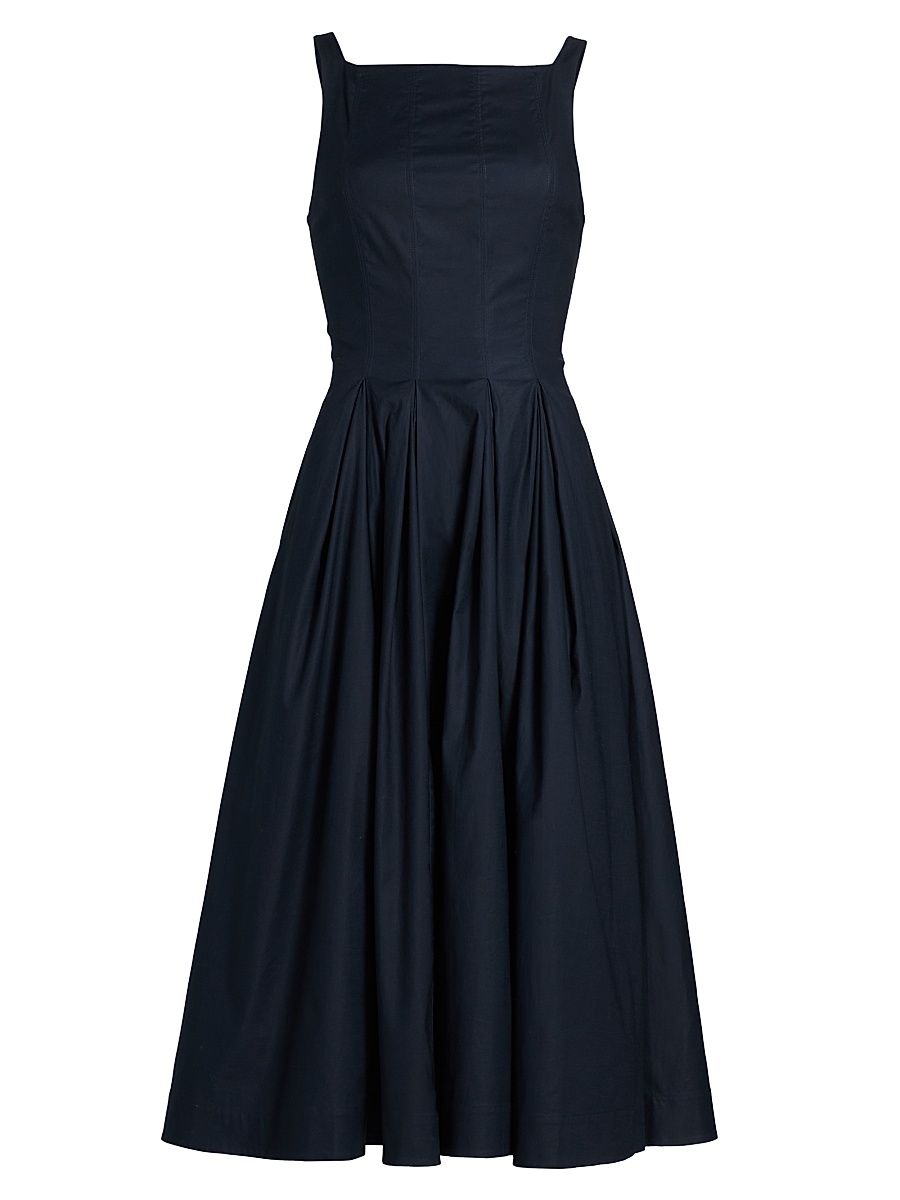 Women's Jovana Stretch-Cotton Sleeveless Midi-Dress - Midnight - Size 12