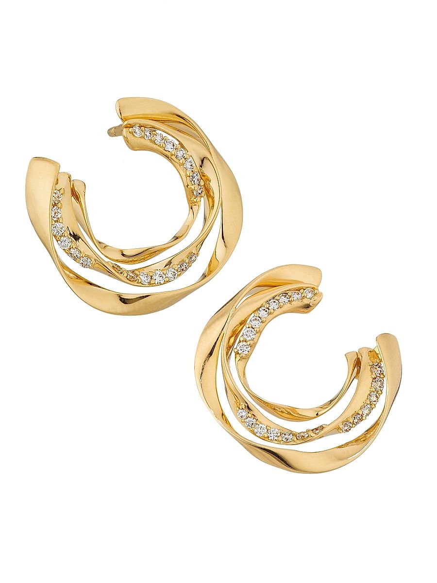 Women's Dunas 18K Yellow Gold & 0.24 TCW Diamond Hoop Earrings - Yellow Gold