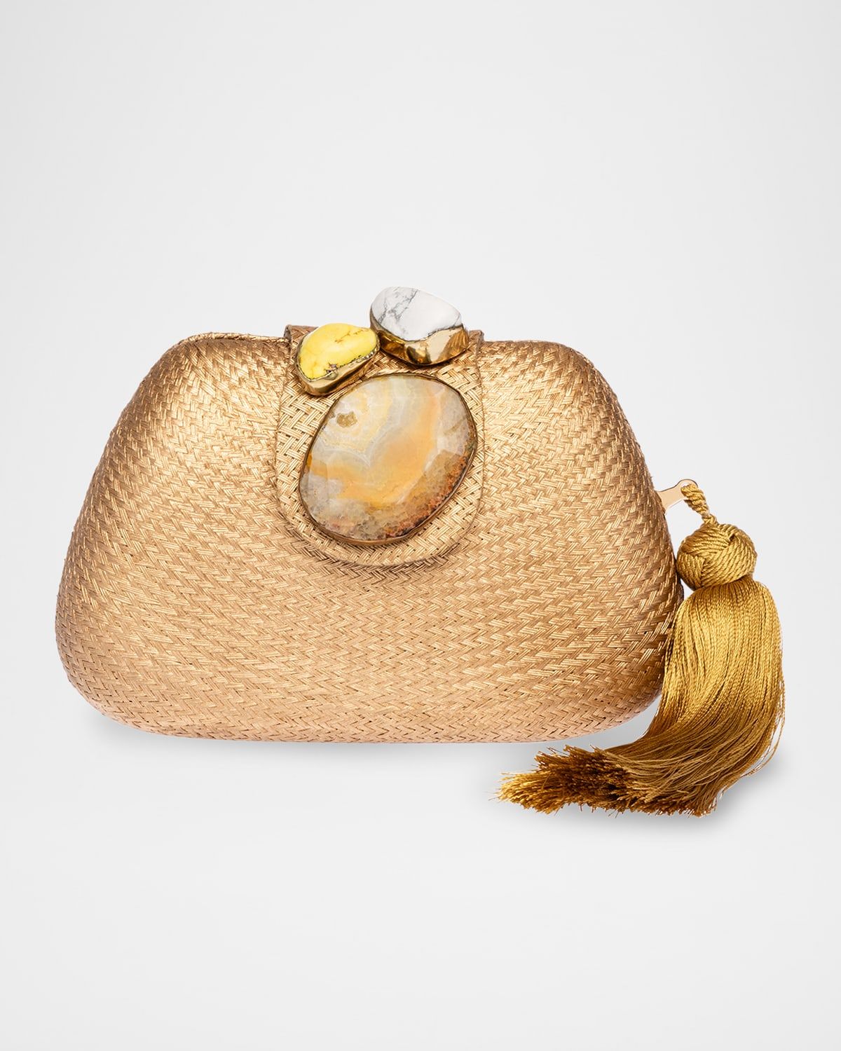 Tamu Stone Tassel Woven Clutch Bag