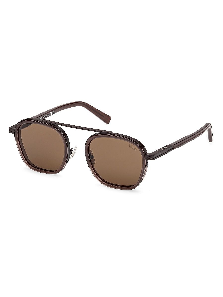 ZEGNA Men's 51MM Oval Sunglasses - Milky Brown