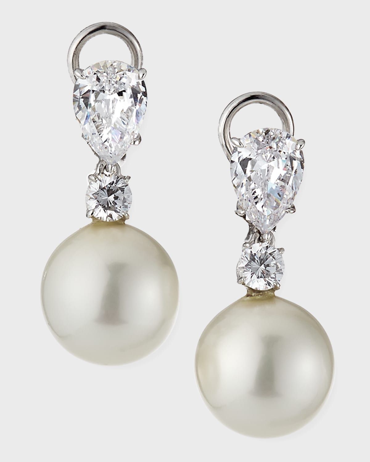 1.75 TCW Pear CZ & Simulated Pearl Drop Earrings