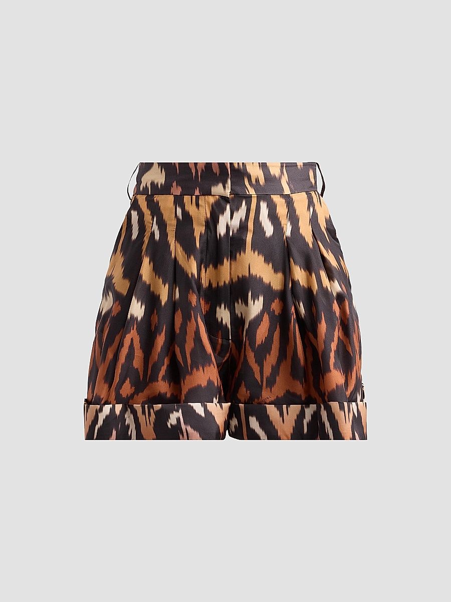 Women's Aster Silk Ikat-Inspired Shorts - Charcoal Ikat - Size 8