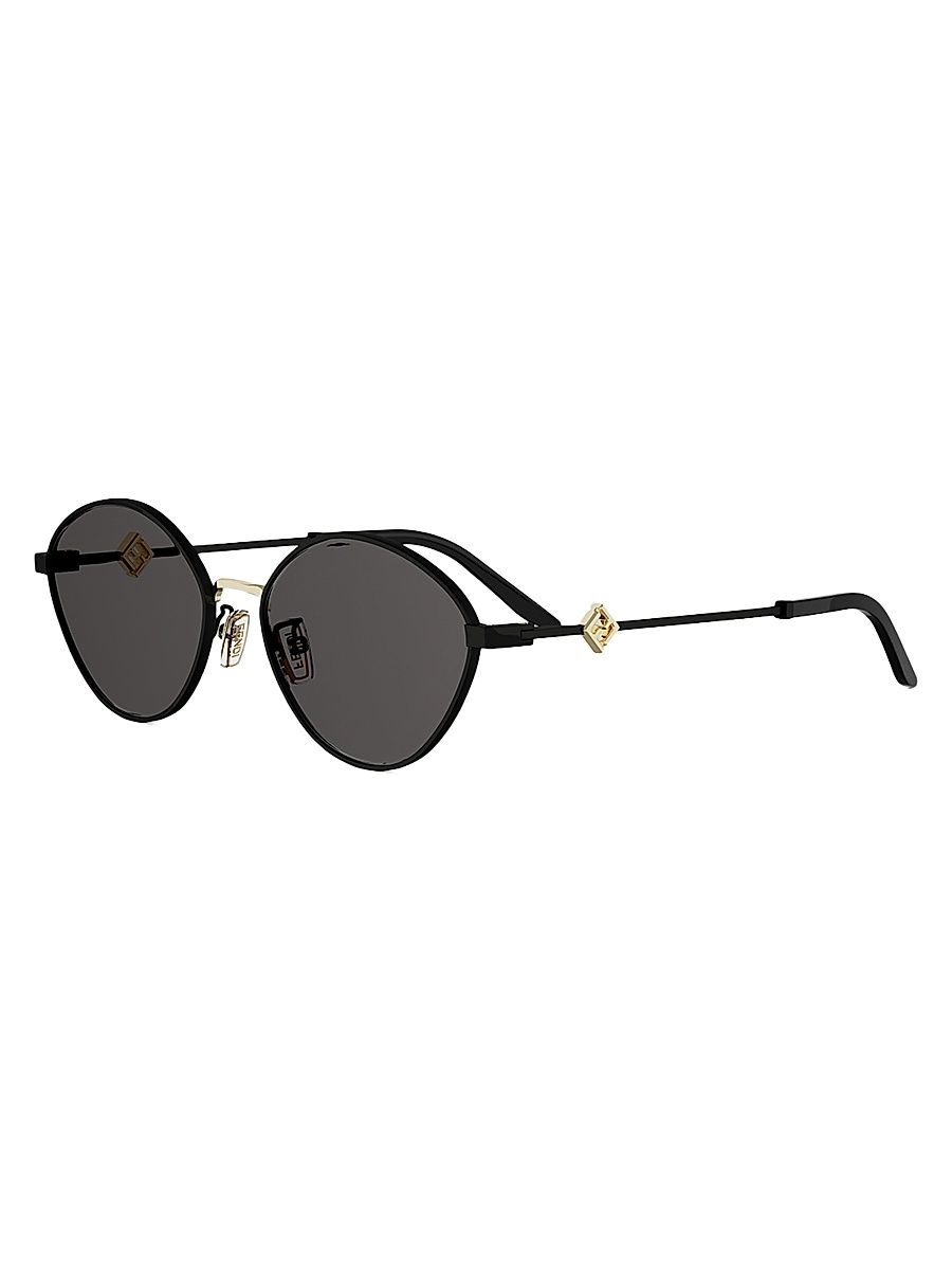 Women's FF Diamonds 55MM Round Sunglasses - Matte Black Smoke