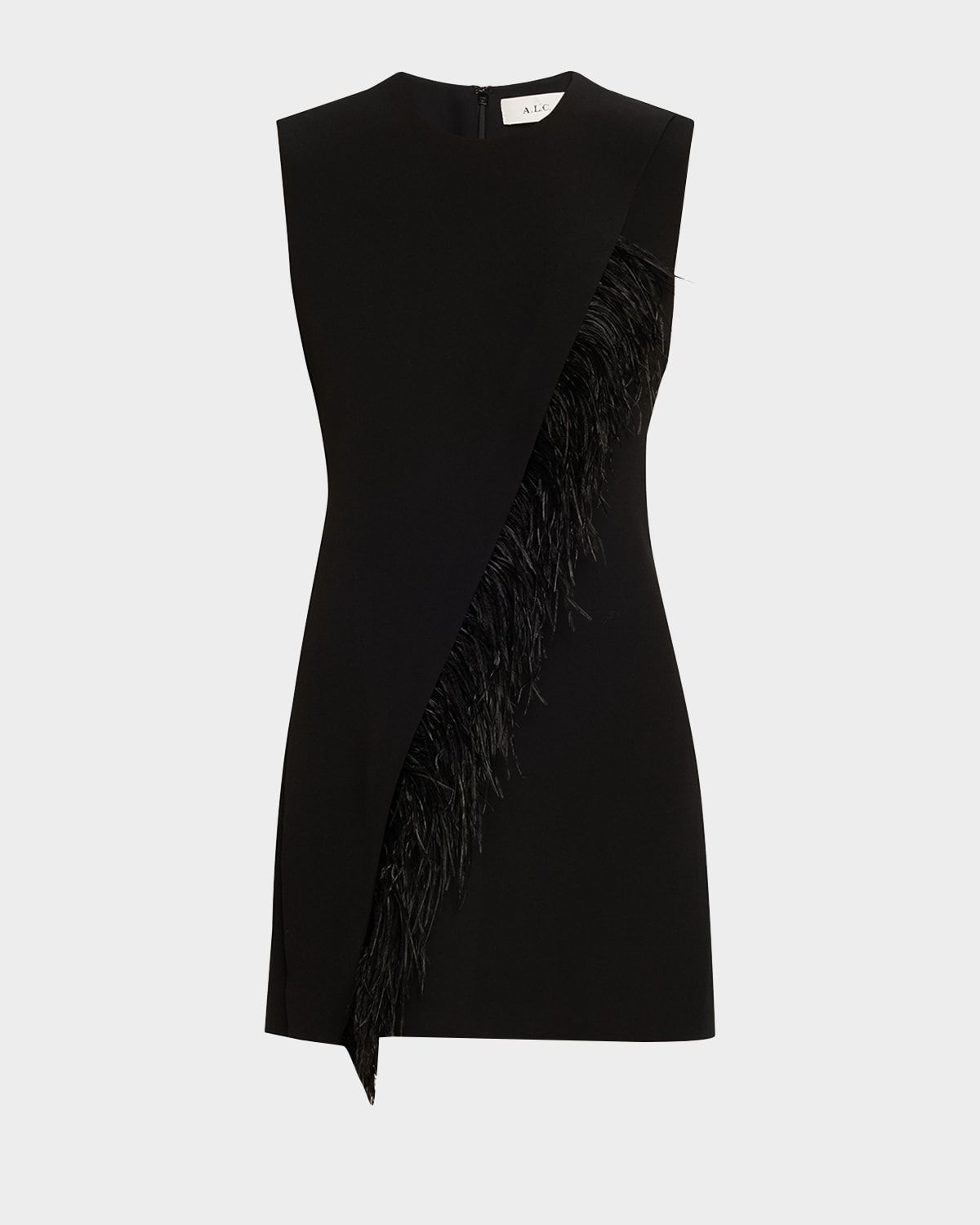 Beck Feather-Trim Mini Dress