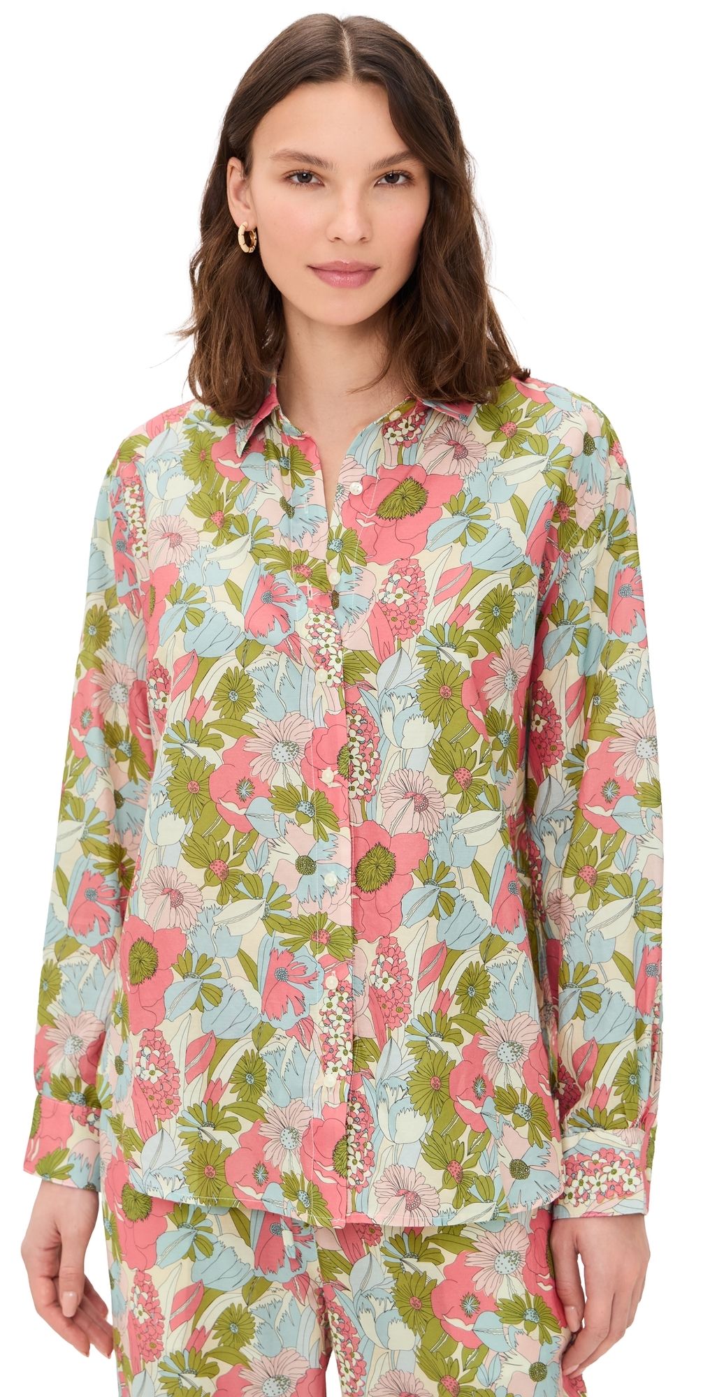 Birds of Paradis Emilia Oversized Button Down Shirt Tarsila Bloom L